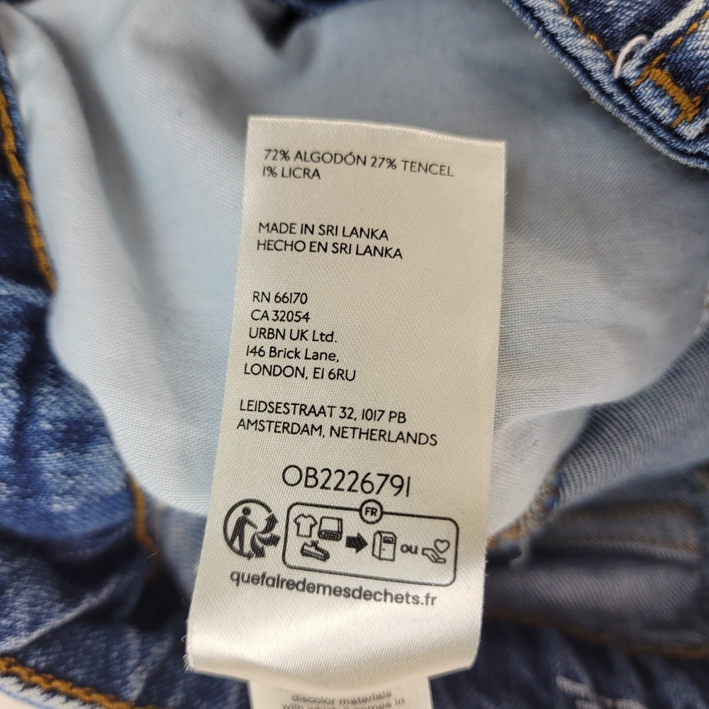 Pilcro Super Wide Leg Jeans Womens 24 Blue Patchwork High Rise Frayed Hem - Picture 6 of 12